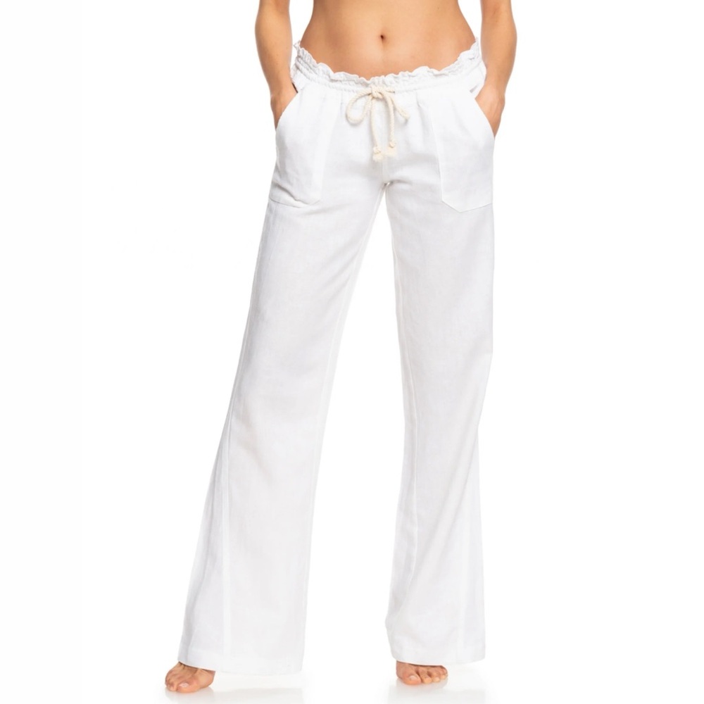 Roxy White Pointelle Drawstring Beach Pants